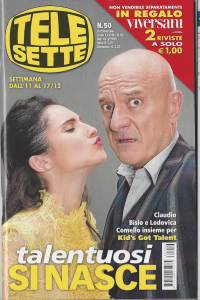 Claudio Bisio e Lodovica Comello in copertina di Telesette 50